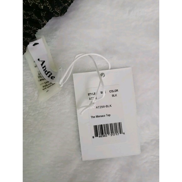 Andie x Demi Moore The Monaco Swim Top Black Gold Floral Jacquard Size L - Picture 5 of 9